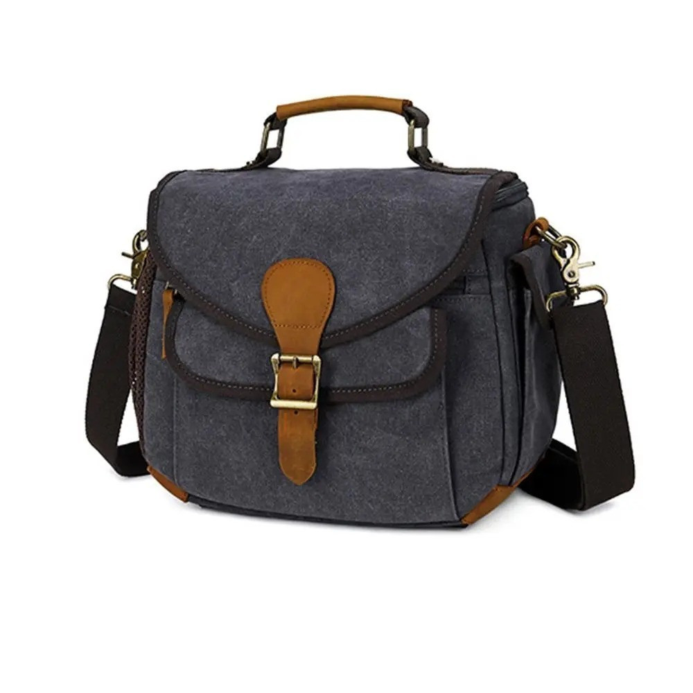 Lens Cap Vintage - Canvas Mirrorless Photography Camera Bag Padded