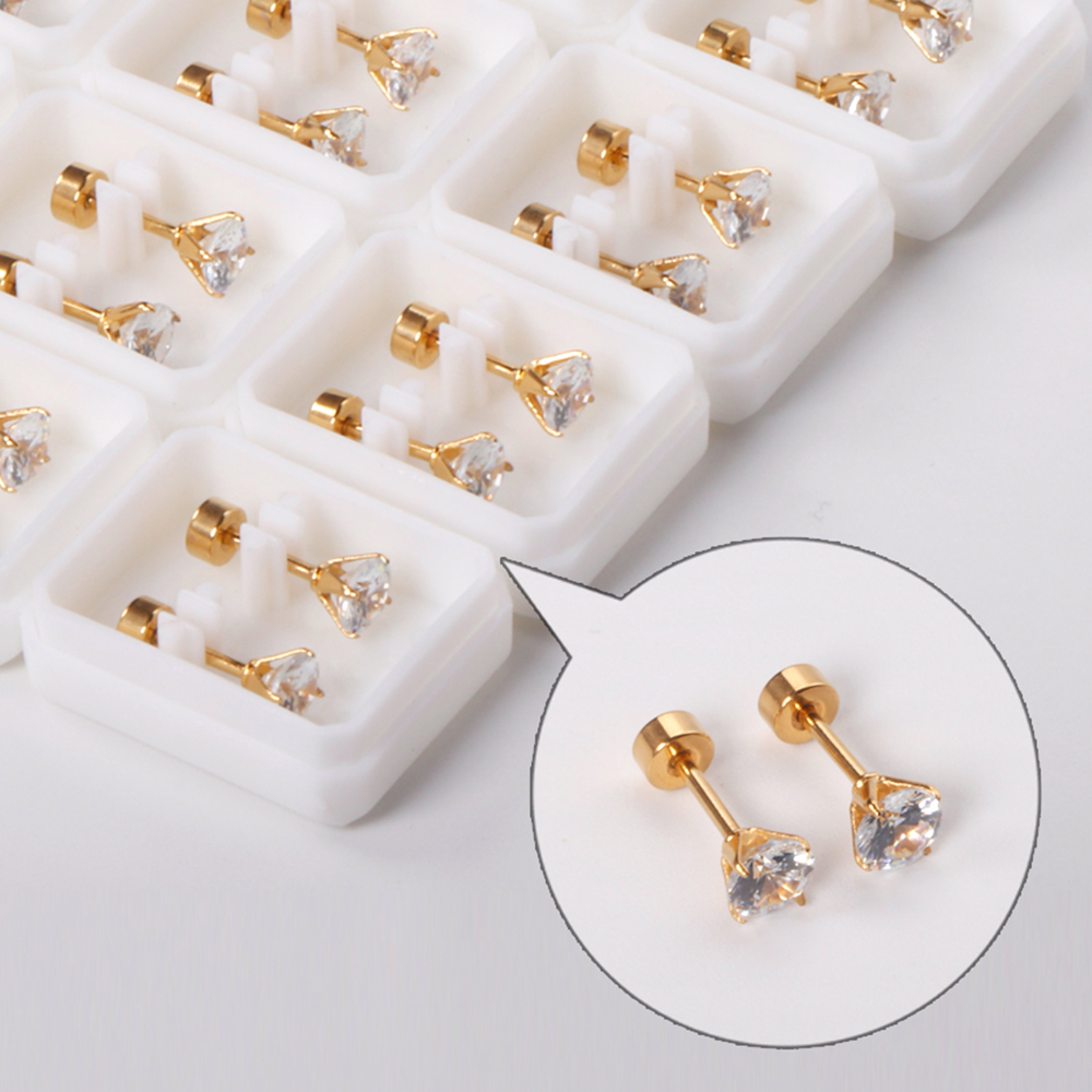 Vintage Collectibles For Sale - 12Pair Cubic Zirconia Stud Earrings Round