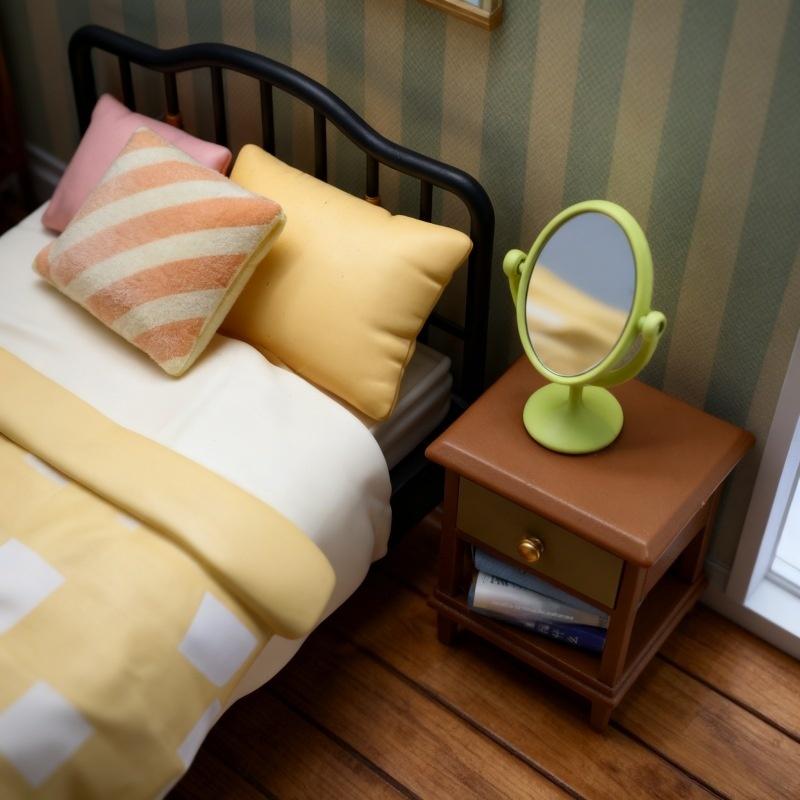 Vintage Collectible Dolls - 1Pcs Miniature Retro Mirror Dressing Table