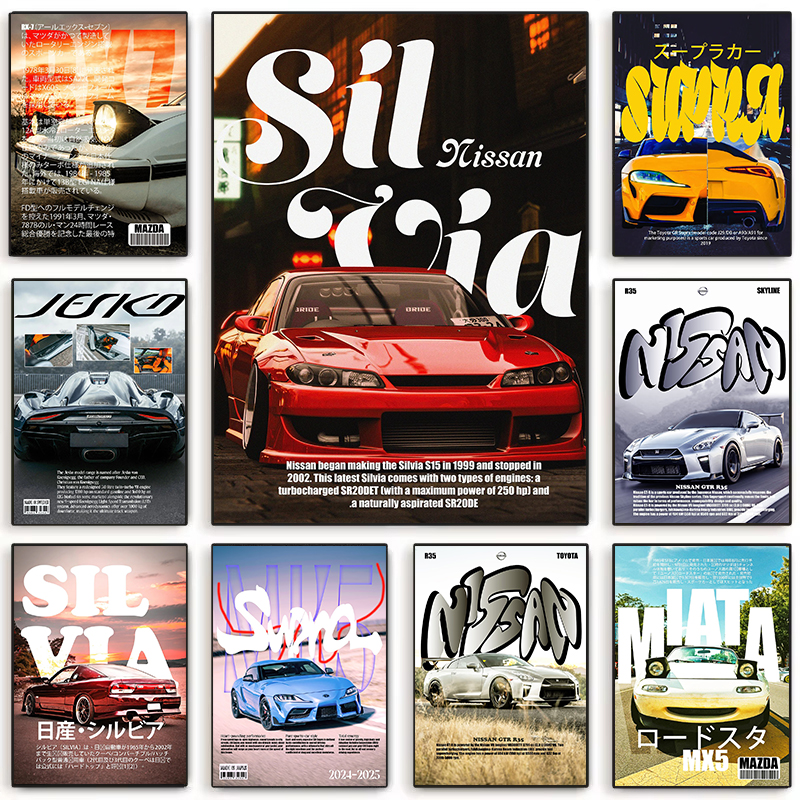 Retro Supercars Wall Art Canva - Vintage Collectible Magazines recensie en prijs