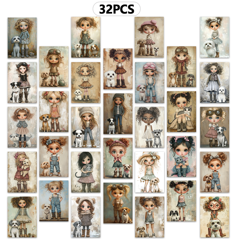 32pcs Vintage Cute Doll Postca - Vintage Collectible Dolls recensie en prijs